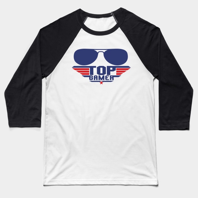 Top Gamer Funny Retro Cool Gaming Baseball T-Shirt by RuftupDesigns